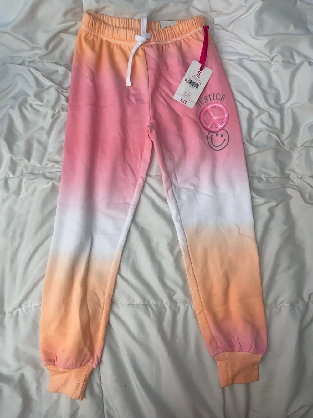 Justice Blue Graphic Joggers & Pink-Orange Ombre Sweatpants Set